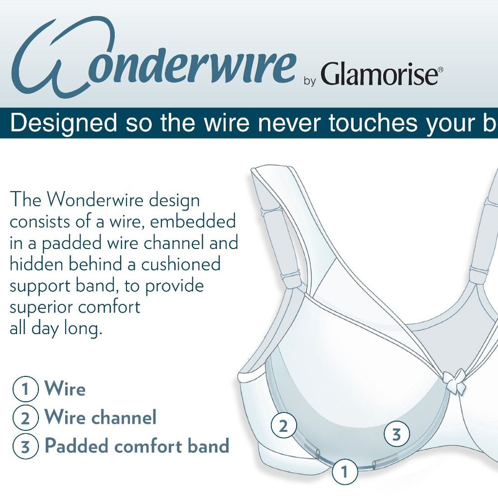 Glamorise Bra 32DD 48C 46C 44C 38C & MORE! Elegance Embroidery Underwire Purple - Picture 7 of 16